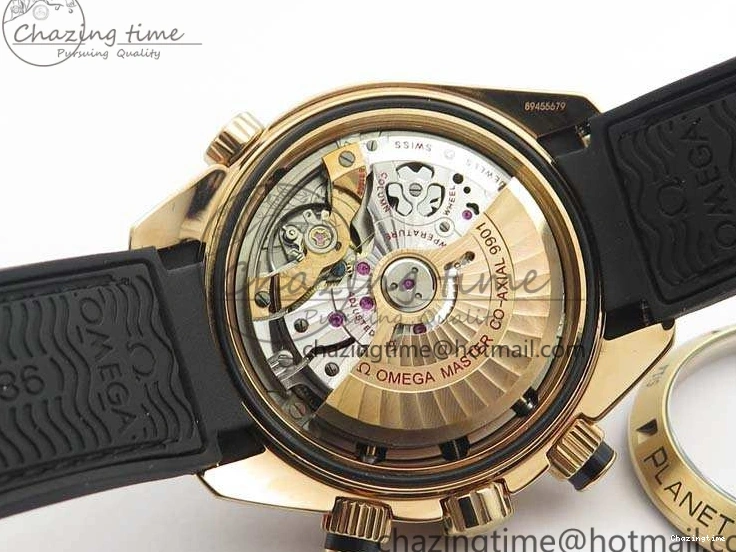 0515 Elegant Seamaster Pro Chrono RG OM Best Edition Black Ceramic Black Dial On Gummy Strap A 8128
